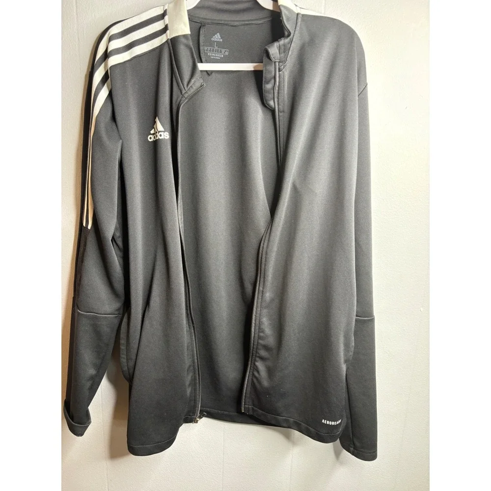 Adidas Mens Primegreen Aeroready Track Jacket Black‎ White Stripe Large